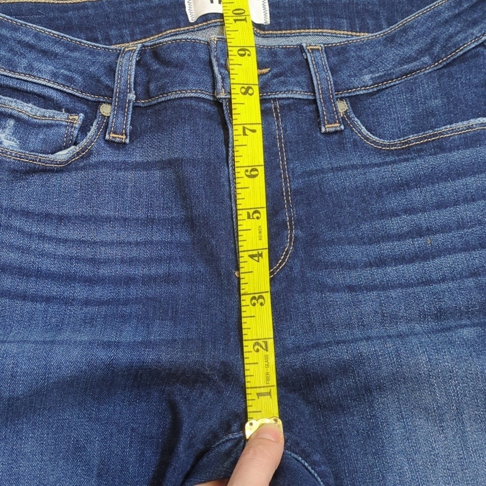 Paige dark blue Kylie Crop mid rise slim leg cropped jeans millo destructed - Picture 5 of 9